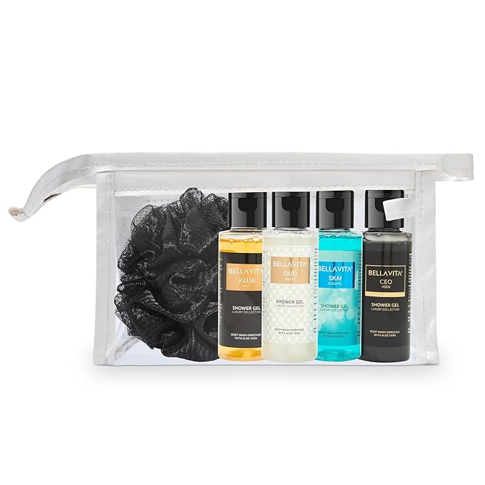 Bell'a Vit'a Luxury Men Trial Mini Kit Skai Aquatic OUD White KLUB &amp CEO Man Body Wash Refreshing Shower Gel for Smoother Skin with Aloe Vera 55ml Each