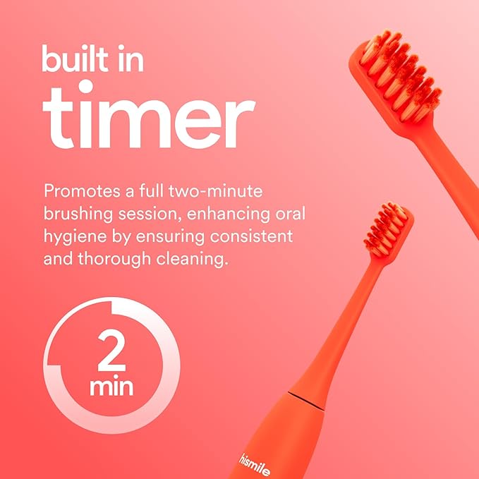 HISMILE Electric Toothbrush 3 Brushing Modes Smart Timer Rechargeable Electric Tooth Brush for Adults and Children Soft-Tapered Bristles Mode Memory (Bright Red)