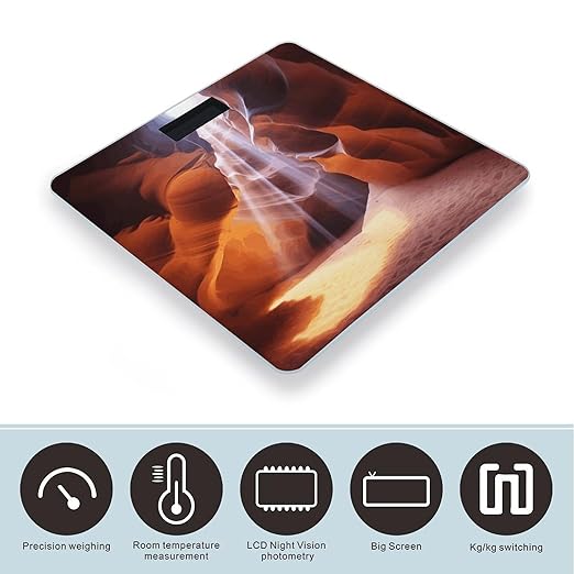 Antelope Canyon Scale for Body Weight High Precision Digital Weight Scales with LCD Display Anti-Slip Sturdy Slim Tempered Glass Bathroom Scale for Home Use