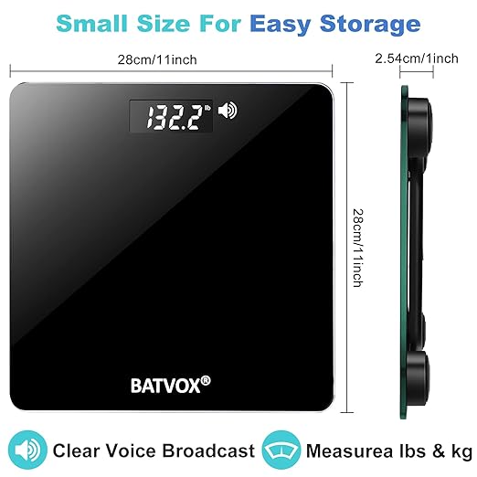 BATVOX Wide Talking Scales for Body Weight Accurate Digital Talking Bathroom Body ScaleLarge LCD Screen400 lbAuto On &amp Off for Elderly Or Visually Impaired Includes Batteries