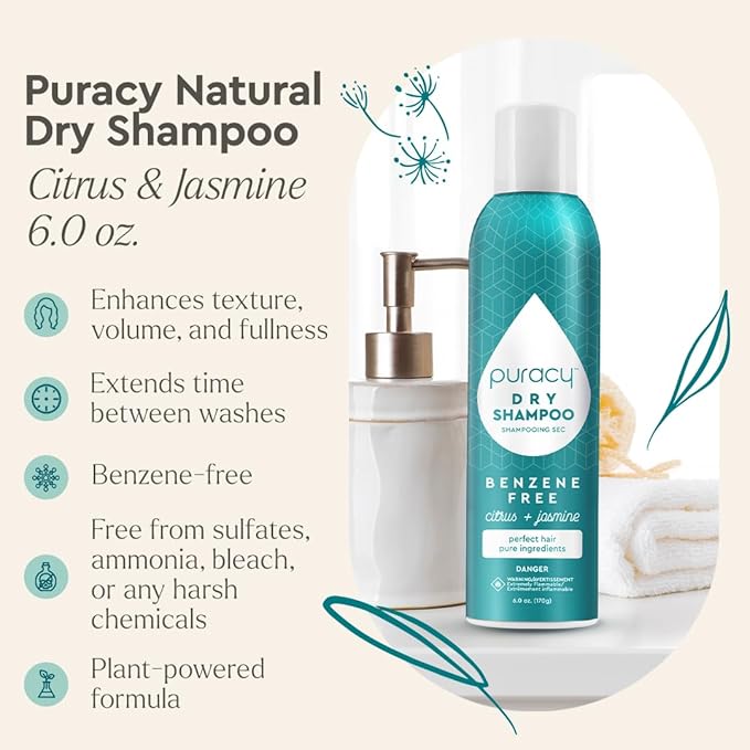 Puracy Natural Body Wash Refill 98.6% Pure Plant Ingredients Shower Gel (Citrus &amp Sea Salt 48 oz) Natural Dry Shampoo for Women Plant-Powered Cleansing Volumizing Dry Shampoo (Citrus &amp Jasmi