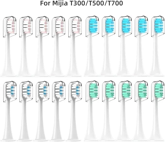 20Pcs Sonic Electric Toothbrush Head T300 T500 T700 Replacement Universal SuitableCompatible for XIAOMI/MIJIA Series(Brown)