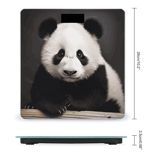Digital Bathroom Scale for Body Weight Scale with Bright LCD Display High Accuracy Step-On Technology Auto On/Off Cute Black and White Panda Digital Scales 400 Lbs /180kg