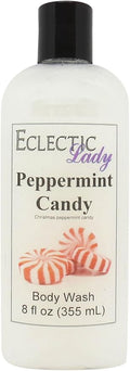Eclectic Lady Liquid Pearl Body Wash - Peppermint Candy Scent 3-in-1 Use For Bubble Bath Hand Soap &amp Body Wash Phthalate-Free Peppermint Candy Fragrance Handcrafted in USA (8 oz)