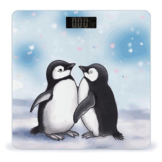 I Love Penguins Bathroom Scale Ultra-Bright Liquid Crystal Screen Weight Scale Accurate Bathroom Body Scales for Body Weight Bathroom Pet Home Bedroom Gift-Giving