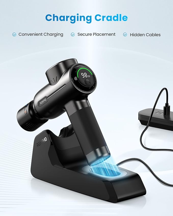 RENPHO Massage Gun with Heat and Cold Portable Percussion Muscle Deep Tissue Massager with Charging Stand Active+ Thermacool Deluxe