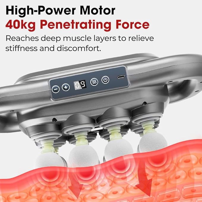 Back Massager for Relief Deep Tissue with Heat 8 Heads Hands-Free Electric Back Massager with 9 Modes &amp 9 Levels Deep Tissue Massage Gun for Pain Relief Portable for Home &amp Office Use