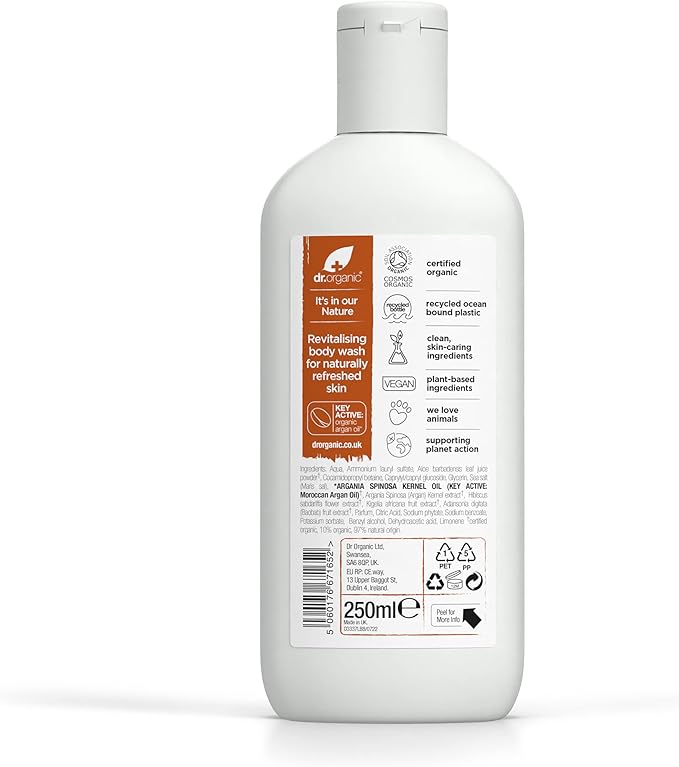 dr.organic argan body wash bagno doccia detergente corpo 250 ml by Dr. Organic