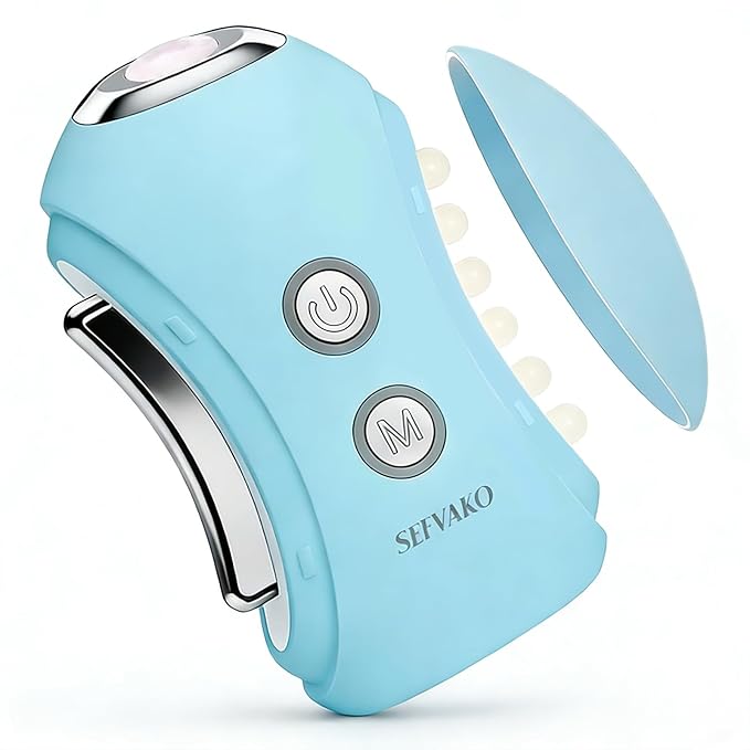 Face Massager Tool with Red Light Therapy for Face Jade＆Rose Quartz Microcurrent Facial Device with Vibration＆7-Color LED Warm Heat Gua Sha Facial Tools for Lifting De-Puffing Lymphatic Drainage