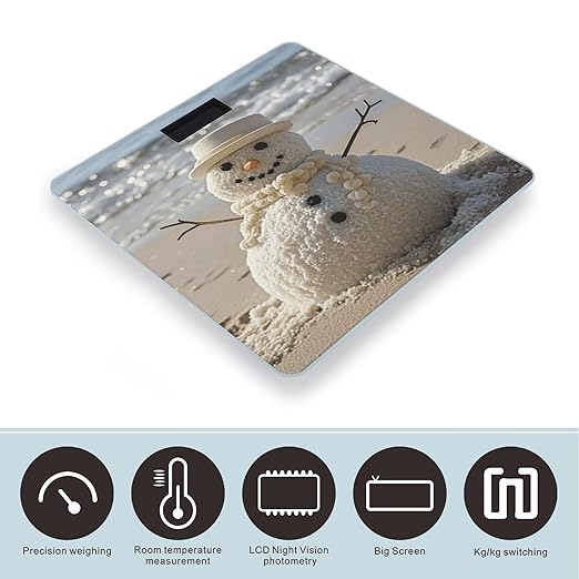 Sand Snowman On Beach Smart Scale for Body Weight Accurate Bathroom Scale with LED Display Digital Weight Scales Weighing Machine High Precision Scales for Bath Home