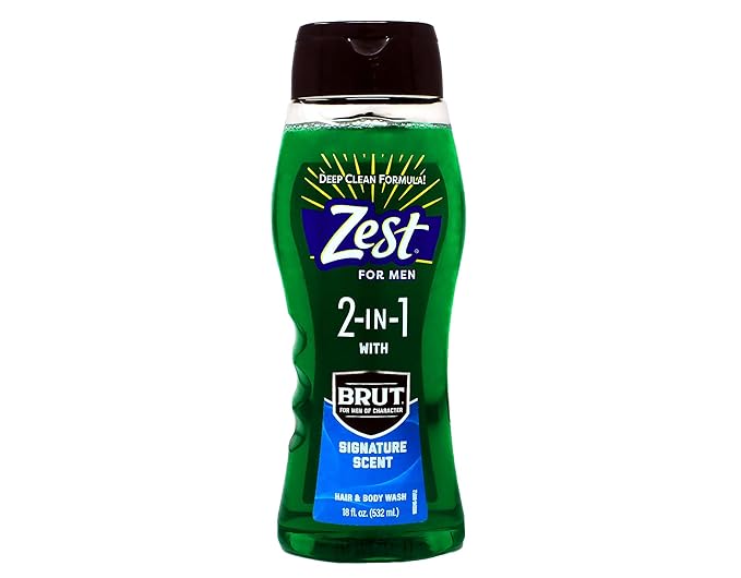 Zest 2-in-1 Hair &amp Body Wash for Men with BRUT Signature Scent Deep Clean Formula 18 fl oz (Pack of 6)