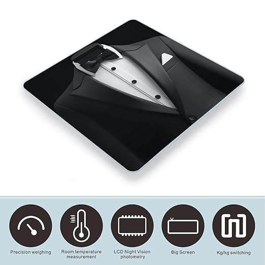 Smart Scale for Body Weight Automatic Switch Digital Bathroom Weighing Scale Black Tuxedo
