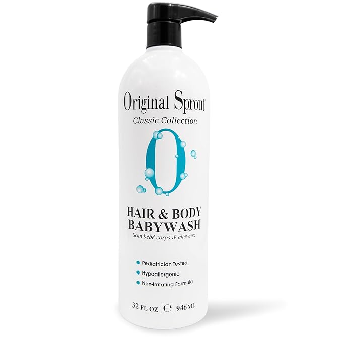 Original Sprout Baby Shampoo and Body Wash Hypoallergenic Gentle Baby Wash for Newborns Infants &amp Kids Organic Calendula &amp Rosemary for Sensitive Skin &amp Hair 32 oz. Bottle