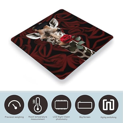 Giraffe Kissing Flower Bathroom ScaleHighly Accurate Digital Weighing Machine for People Bright LED Display Weight Scale for The Aldult Home Use