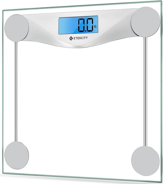 Etekcity Digital Body Weight Bathroom Scale Large Blue LCD Backlight Display High Precision Measurements6mm Tempered Glass 400 Pounds