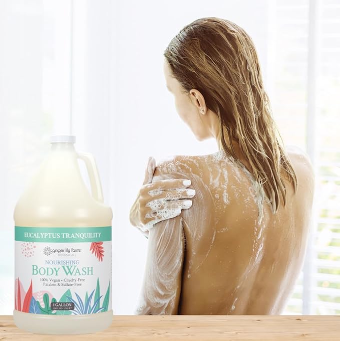 Ginger Lily Farms Botanicals Nourishing Body Wash Eucalyptus Tranquility 100% Vegan &amp Cruelty-Free 1 Gallon (Pack of 4)