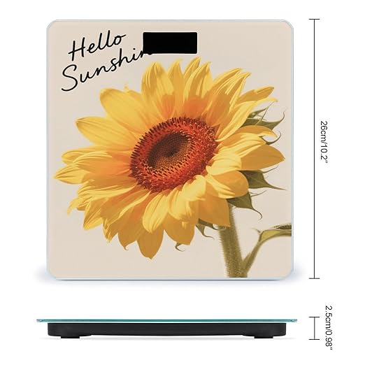 Hello Sunshine Floral Weight Scale Large Digital Bathroom Scales with Bright LED Display Non Slip Digital Scale and Step On Fashion Weighing Machine for Body