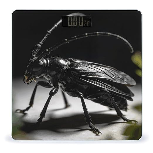 Insect-Black Weight ScaleClear LED Display Bathroom Digital Weighing ScaleTempered Glass Digital Bathroom Scale for Body Weight Capacity Up to 400 Lbs