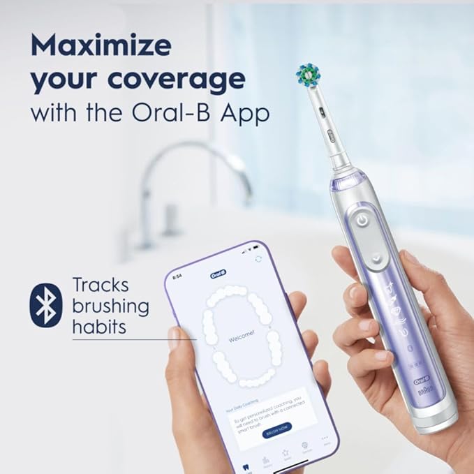 Oral-B Genius X Limited Electric Toothbrush with Artificial Intelligence Rechargeable Toothbrush (1) Replacement Brush Head Travel Case Orchid Purple