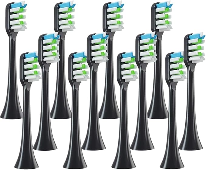 Compatible for SOOCAS 12PCS Replacement Toothbrush Heads - X3/X3U/X5 Sonic Toothbrush Soft Bristle(12pcs Black)