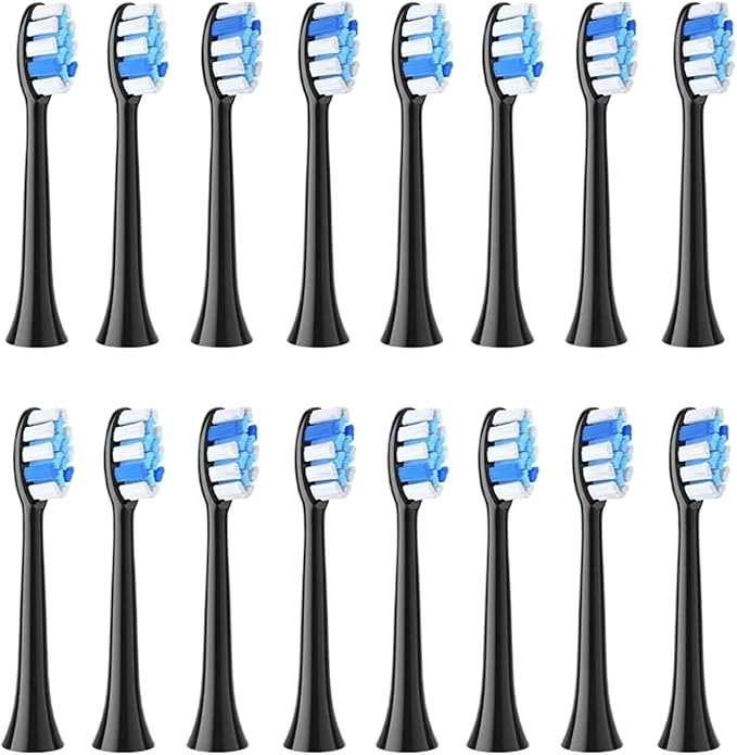 Compatible for Fairywill P11 T9 P80 Toothbrush Heads 16/32pcs(32black)