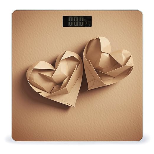 Paper Folded Heart Shape Scale for Body Weight Accurate Digital Bathroom Scale Toughened Glass High Precision Scales Smart Weight Scales with Large LCD Backlight Display Weighing Machine