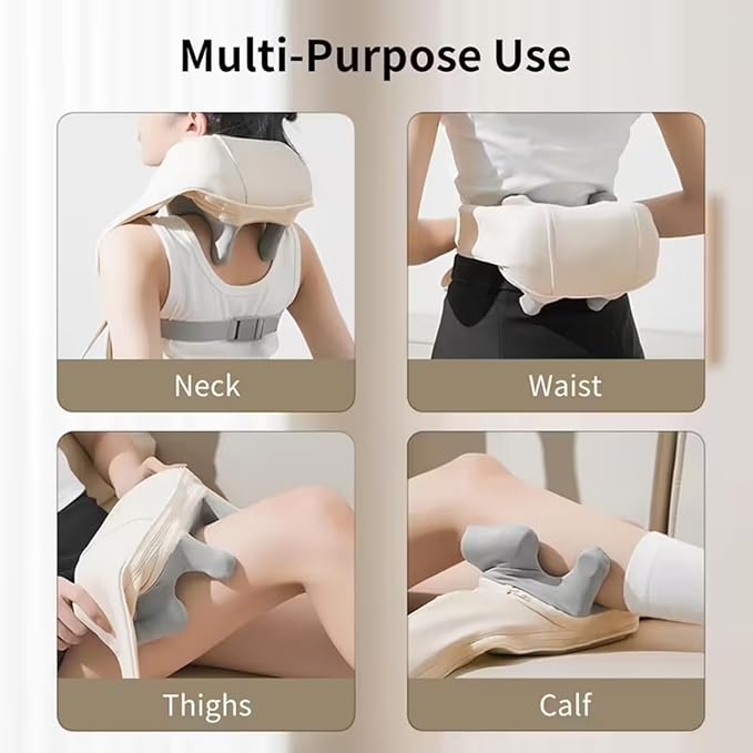 Shoulder Massager Portable Rechargeable 6D Shiatsu Neck and Shoulder Massager with Heat Deep Tissue Back Massager for Pain Relief &amp Relaxation (Cream White)