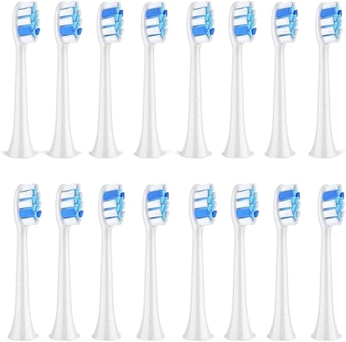16pcsCompatibility for Fairywill P11 T9 P80 Toothbrush Heads Compatible with(16WHITE)