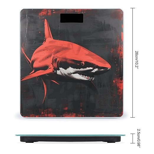 Red Black Shark Bathroom Scale Automatic Power On/Off Body Scales LCD Backlight Display Square Digital Scale Rounded Corners Bathroom Scales for Home Bedrooms