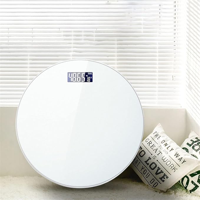 Round Toughened Glass Bathroom Scale LED Digital Electronic Weighing Scales Auto-Off Body Scale with Anti-Slip Base