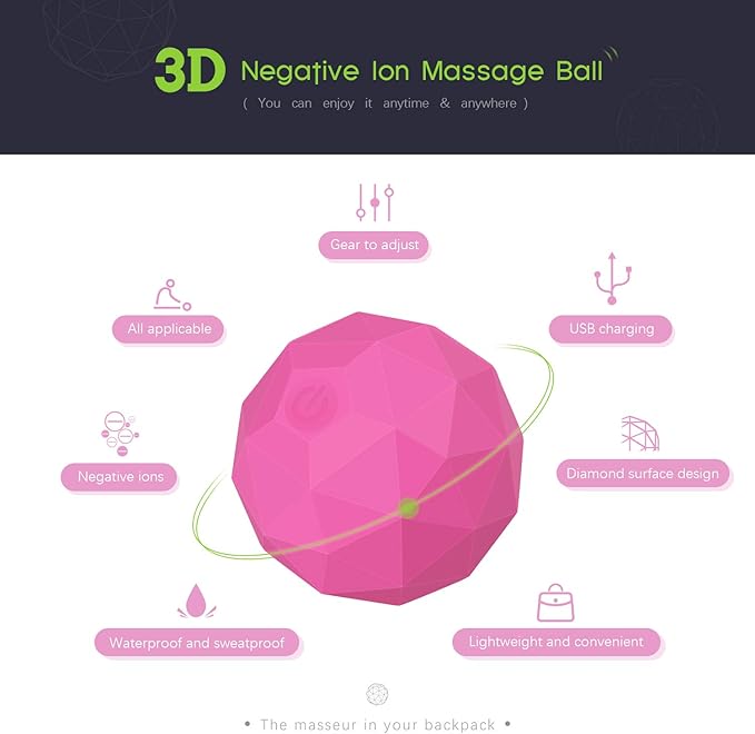 MEXITOP Electric Vibrating Massage Ball 2-Speed Fitness Yoga Pilates Physical Therapy Massage Roller to Fight Sore MusclesWashable Negative Ion Vibration Massages Ball for Muscle Recovery(Red)