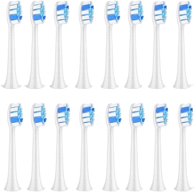 Compatible for Fairywill P11 T9 P80 Toothbrush Heads 16/32pcs(16WHITE)