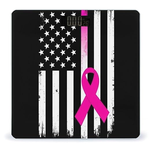 Digital Bathroom Weighing Scale Energy Saving Scale Smart Scale for Body Weight Breast Cancer Awareness Ribbon American Flag Black