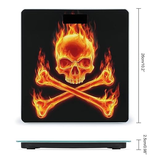 Women's Digital Bathroom Weighing Scale Automatic Switch Energy Saving Scale Smart Scale for Body Weight Fire Flaming Skull Crossbones