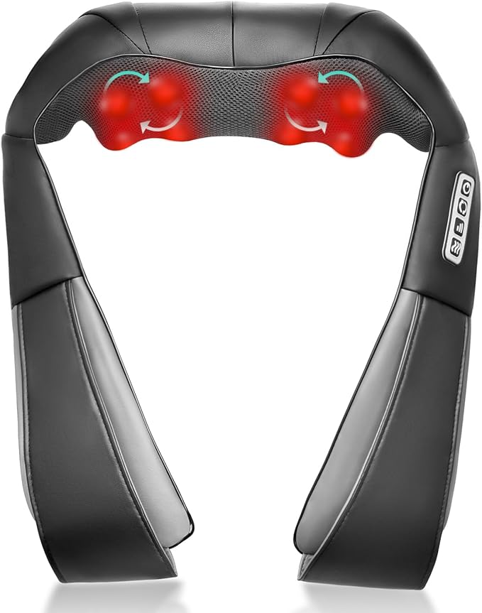 Shiatsu Back and Neck Massager with Heat Deep Tissue Kneading Back Massager for Pain Relief