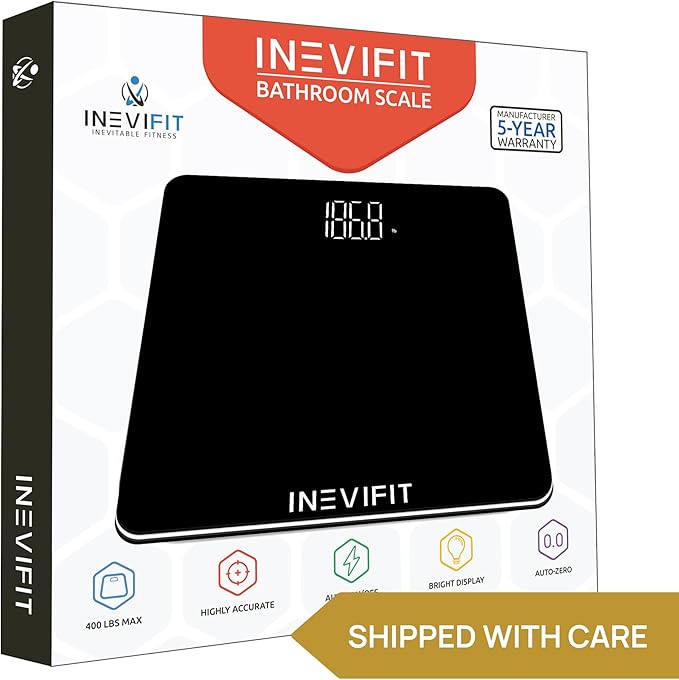 INEVIFIT Bathroom Scale &amp Digital Kitchen Scale Fitness Bundle Complete Body Composition and Nutrition Tracking Solution with Batteries Included