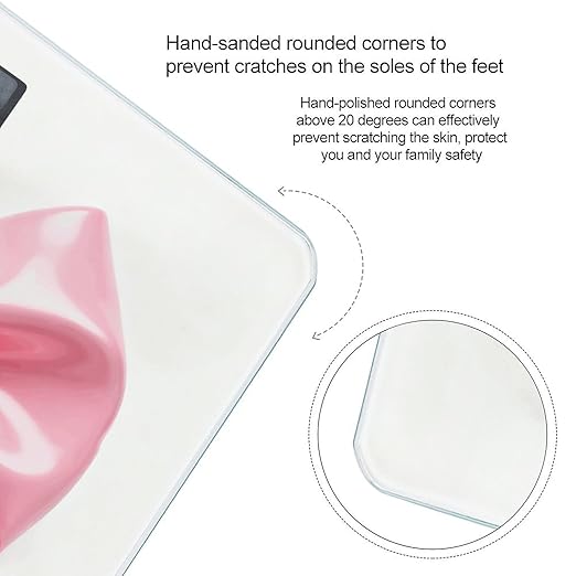 Pink Bow Scale for Body Weight Highly Accurate Digital Bathroom Electronic Weighing Machine for People LCD Display Large Size Tempered Glass for Safe Home Use