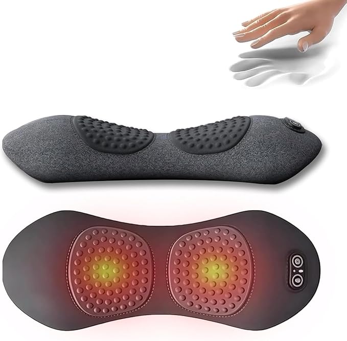 Smooth Triple Fusion Back Massager with Heat 3-In-1 Traction &amp Vibration for Sciatica &amp Lower Back Pain Relief Ergonomic Lumbar Support(Black)