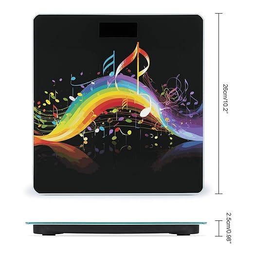 Rainbow Musical Note Melody Weight Scale Digital Electronic Scales Bathroom Scale Larg LCD Backlight Display High Precisio MeasurementsTempered Glass