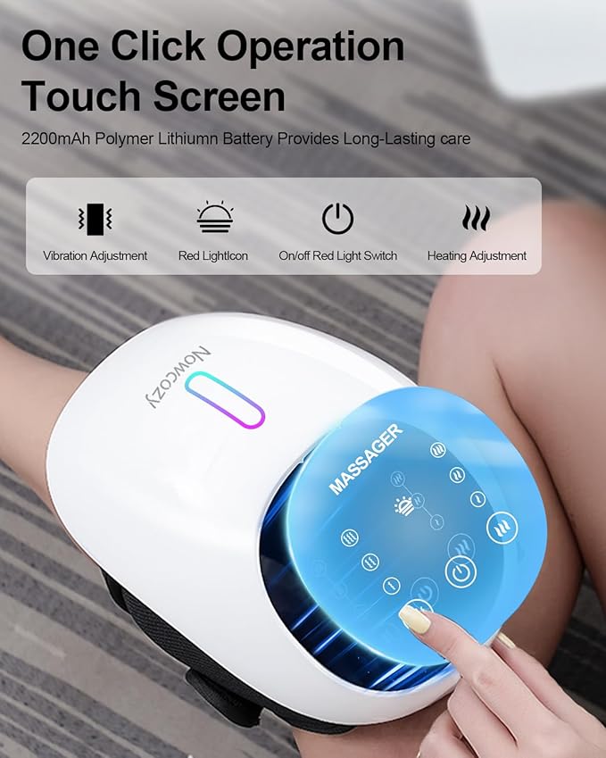 Knee Massager with Heat &amp Ice Pack Cordless Infrared Massager for Knee Pain Relief Adjustable Portable Device for Shoulder Elbow Joint Stiffness Ideal Gift for Men&ampWomen Parents