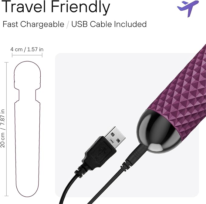 bed geek Cordless Personal Massage Wand – Waterproof &amp USB Rechargeable Skin-Soft Silicone 20 Vibration Patterns 8 Speed Settings Memory Function for Relaxation and Muscle Comfort