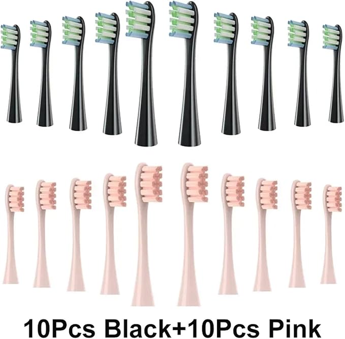 for Toothbrush Soft Bristle X/X PRO/ Z1 Brushes Replaceable Brush Head Replacement(10 Black 10 Pink)
