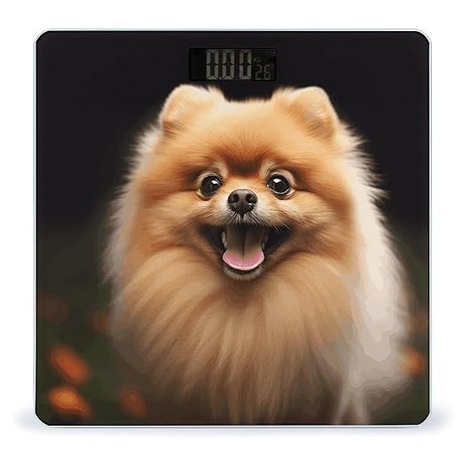 PomeranianScale for Body Weight with LCD High Precision Weighing Scales Fashion Sturdy Tempered Glass Weight Scales Easy-to-Read Digital Bathroom Scale for Daily 400lb
