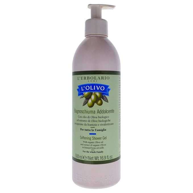 LErbolario L'Olivo Softening Shower Gel 16.9 oz - With Olive Oil Extract - Aromatic Scent - Gently Moisturizes and Nourishes - Cruelty-Free