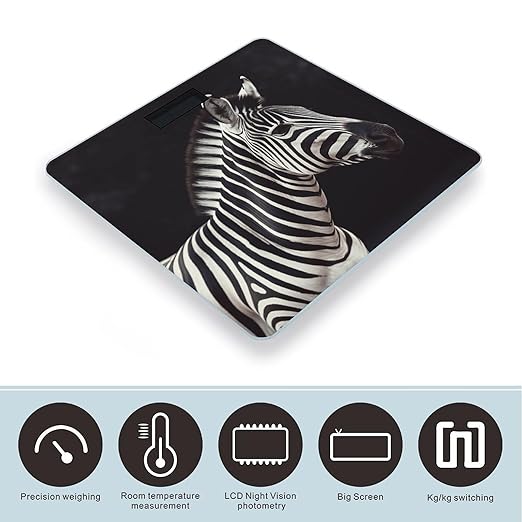 Animal Zebra Scale for Body Weight Digital Bathroom Scale Accurate Smart Weight Scales with Large Display Weighing Machine High Precision Scales