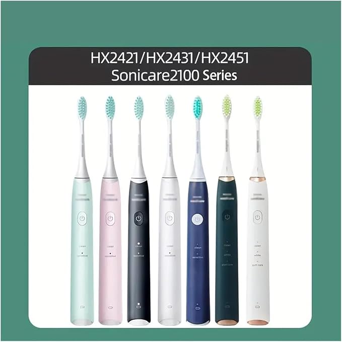 10pcs Replacement Toothbrush HeadCompatible for HX2033/HX2421/ HX2431/HX2451/HX2461/HX2471/HX2023 with Cover Brush