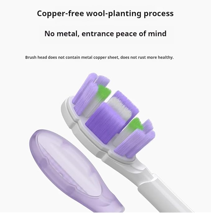 8PCS Replacement Brush Heads Compatible for MES609/610 Pro Sonic Electric Toothbrush Sealed Package(8 PCS Purple)