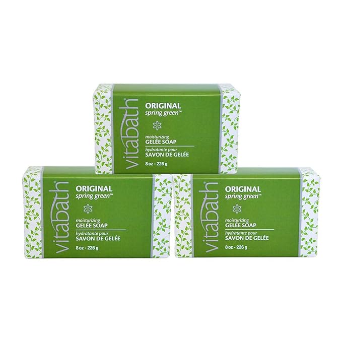Vitabath Original Spring Green Moisturizing Gelee Bar Soap All Over Gentle Foaming Cleanser &amp Hydrating Solid Body Wash - Nourish &amp Rejuvenate All Skin Types Women &amp Men - 8oz (Pack of 3)