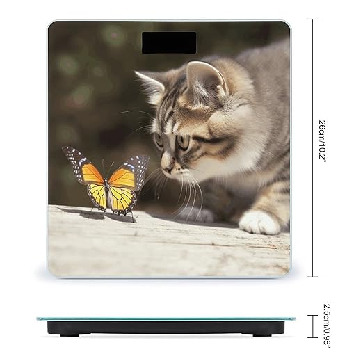 Cat and Butterfly Scale for Body Weight Sturdy Tempered Glass Weighing Scales with LCD Display Accurate Digital Bathroom Scale Convenient Body Fat Smart Scales 400lb