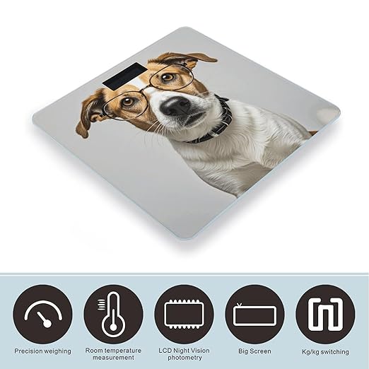 Dog with Glasses Scale for Body Weight Digital Bathroom Scale Accurate Smart Weight Scales with Large Display Weighing Machine High Precision Scales